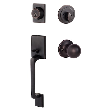 Sure-Loc Hardware Sure-Loc Hardware Coronado Handleset with Round Thumb Turn, Tahoe Handleset Trim, Vintage Bronze CN507-R-TA 11P